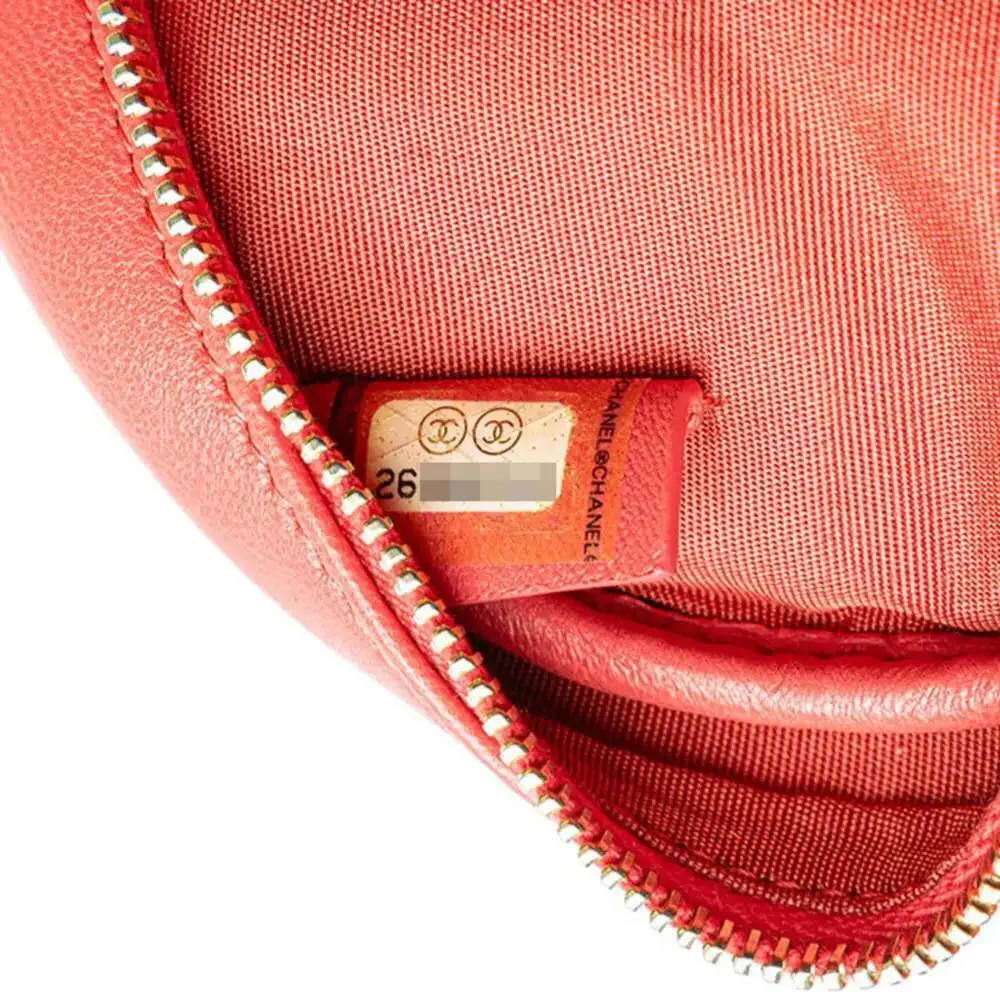 CHANEL Red Lambskin Leather Logo Shoulder Bag